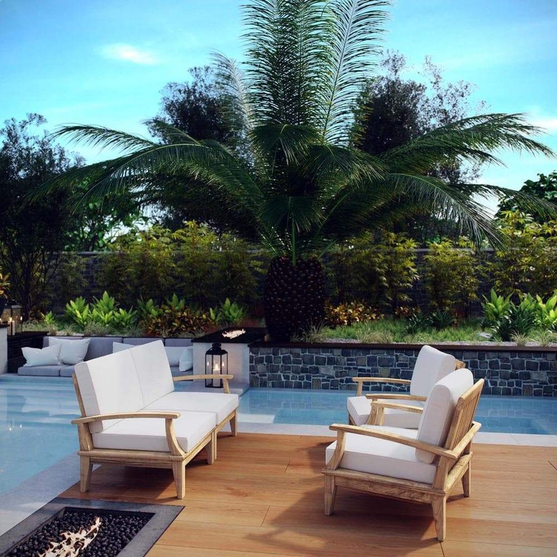 Modway EEI-1818 Marina 4 Piece Outdoor Patio Teak Sofa Set - EEI-1818