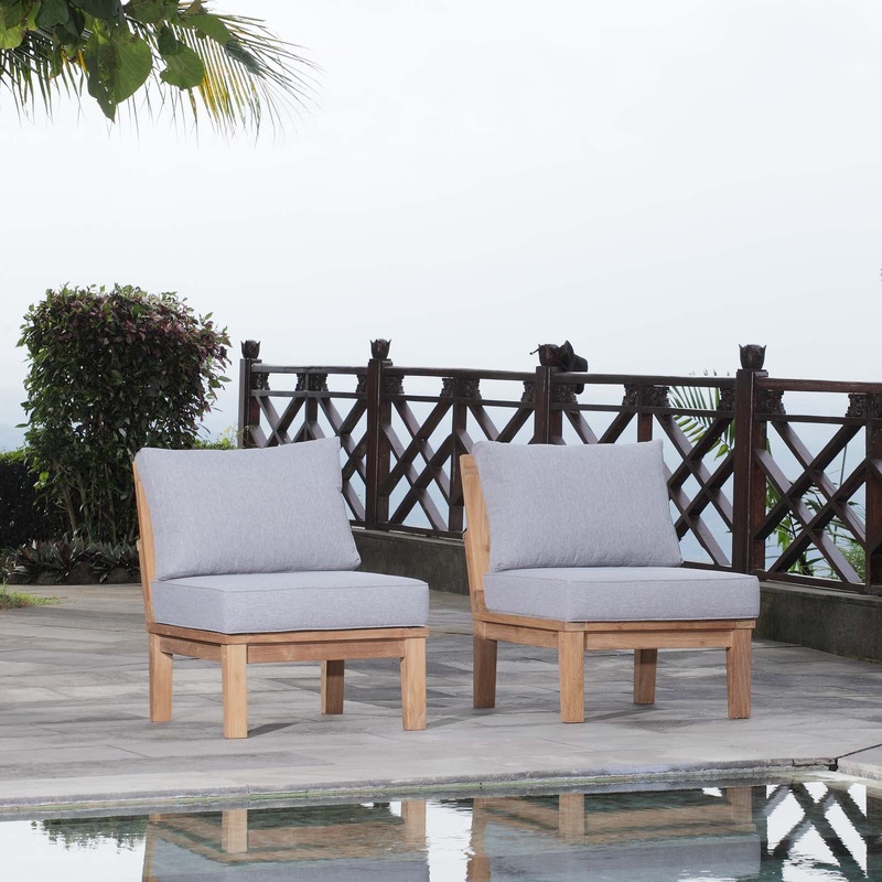 Modway EEI-1821 Marina 2 Piece Outdoor Patio Teak Sofa Set - Natural White - EEI-1821