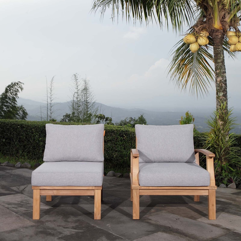 Modway EEI-1823 Marina 2 Piece Outdoor Patio Teak Sofa Set - Natural White - EEI-1823