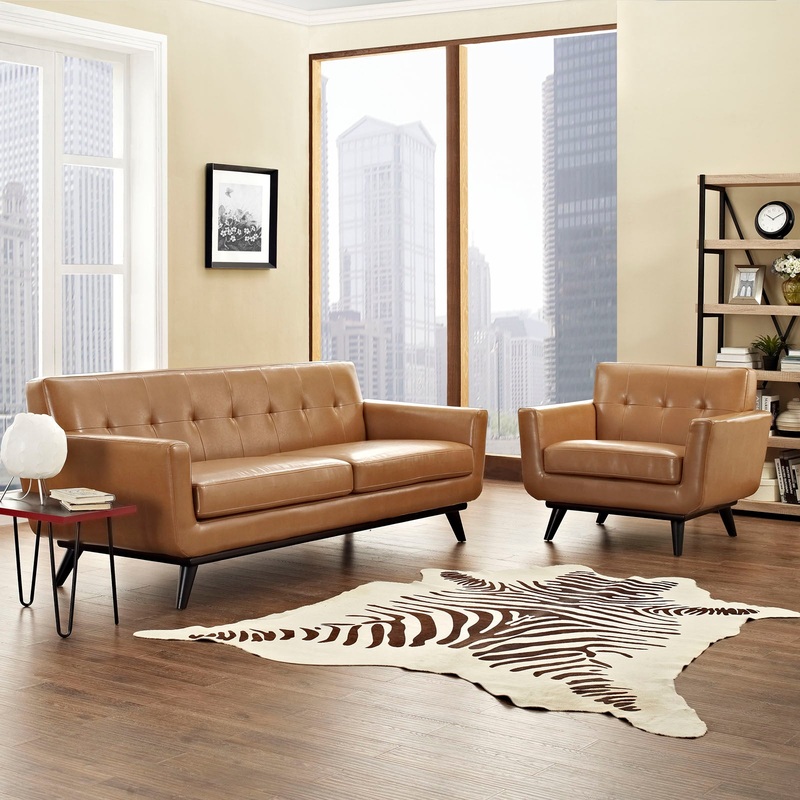 Modway Engage 2 Piece Leather Living Room Set - EEI-1766