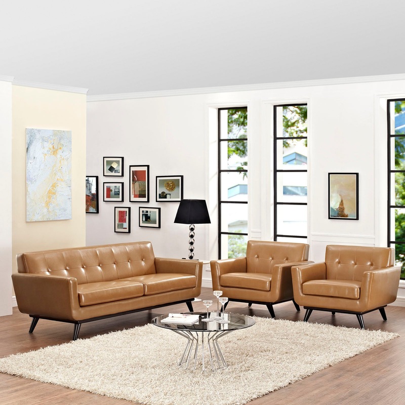 Modway Engage 3 Piece Leather Living Room Set - EEI-1763