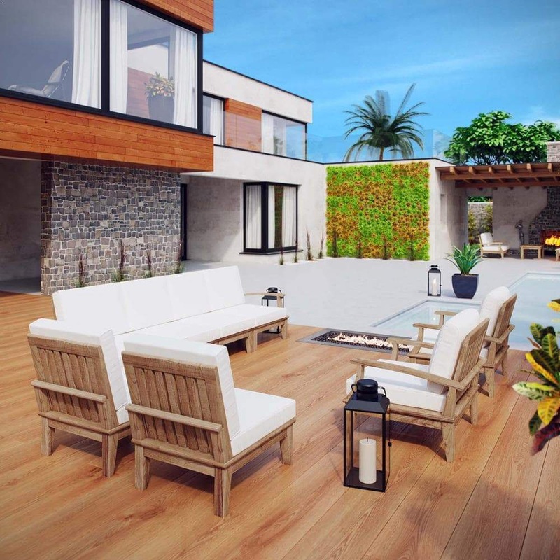 Modway Marina 8 Piece Outdoor Patio Teak Sofa Set - EEI-1817