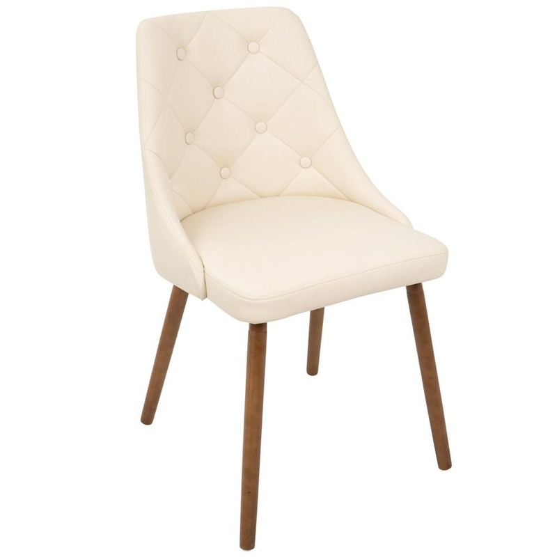 LumiSource Giovanni Chair Cream PU, Walnut Legs