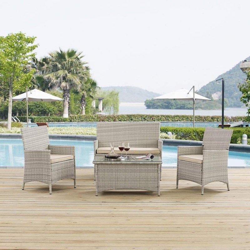 Modway Bridge 4 Piece Outdoor Patio Rattan Conversation Set - EEI-2212