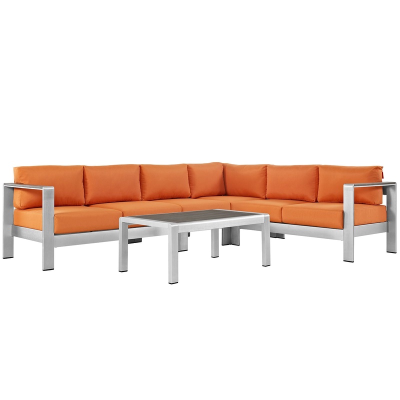Modway EEI-2557 Shore 5 Piece Outdoor Patio Aluminum Sectional Sofa Set - EEI-2557