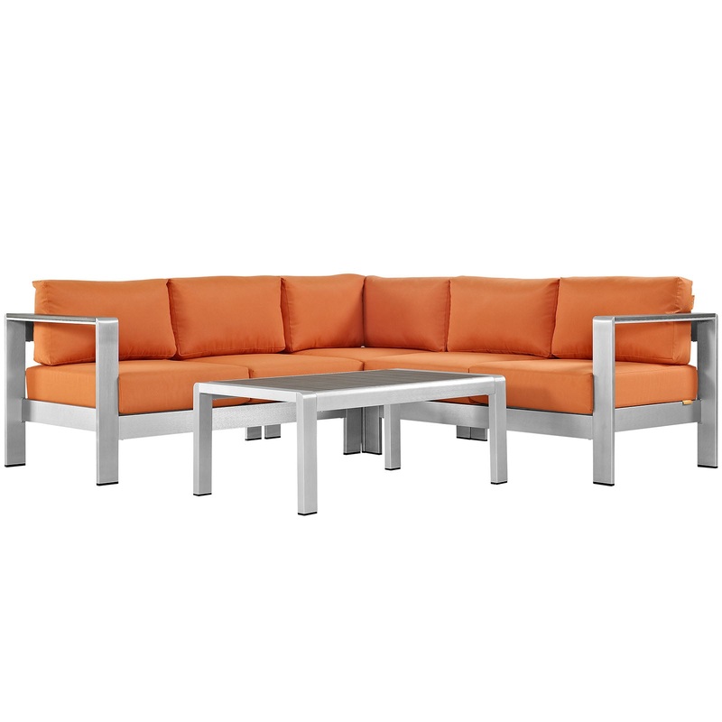 Modway EEI-2559 Shore 4 Piece Outdoor Patio Aluminum Sectional Sofa Set - EEI-2559