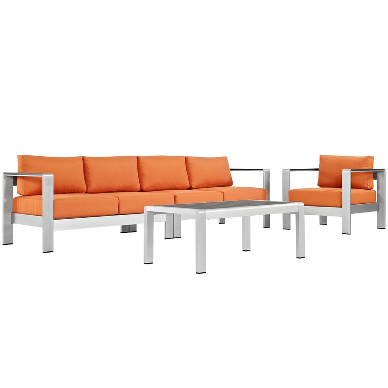 Modway EEI-2563 Shore 4 Piece Outdoor Patio Aluminum Sectional Sofa Set - EEI-2563