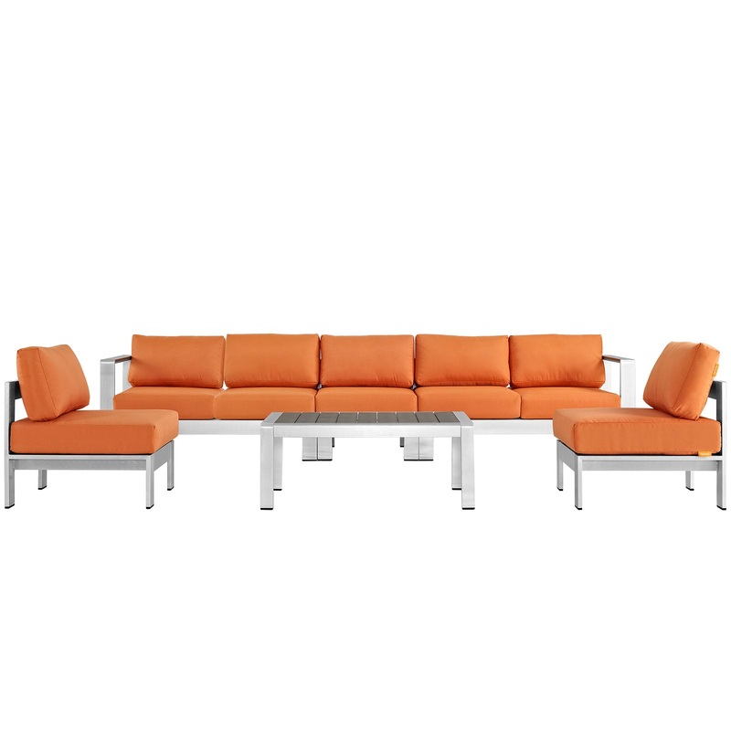 Modway EEI-2565 Shore 6 Piece Outdoor Patio Aluminum Sectional Sofa Set - EEI-2565