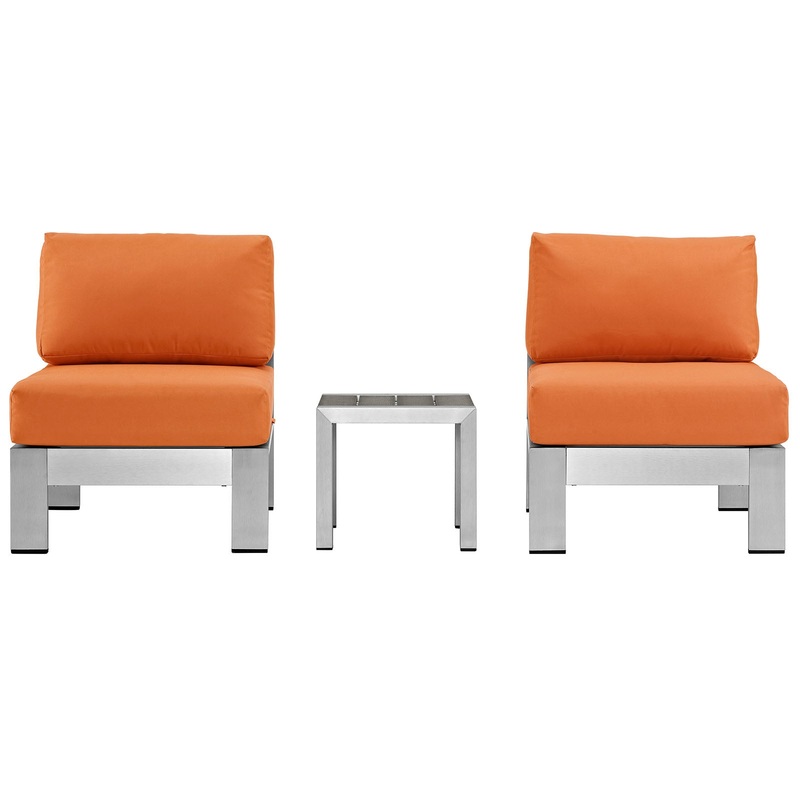 Modway EEI-2598 Shore 3 Piece Outdoor Patio Aluminum Sectional Sofa Set - EEI-2598