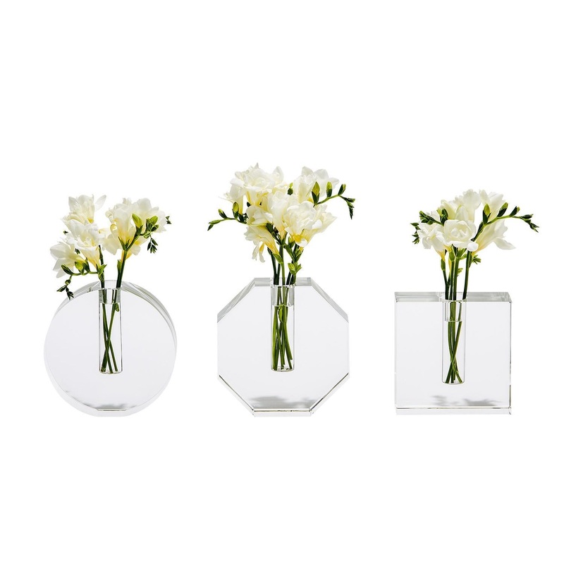 Crystal Bud Vase Asst 3 Shapes Set Of 6 By Tozai Home