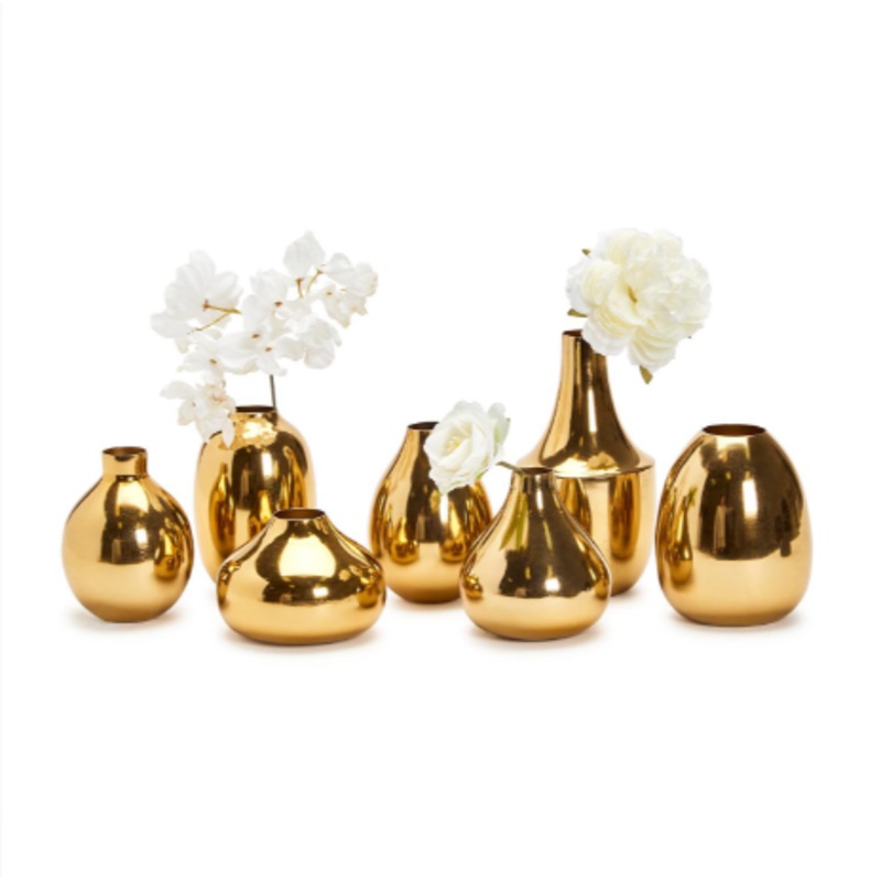 Gold-Plated Nickel Vases Set Of 21 By Tozai Home