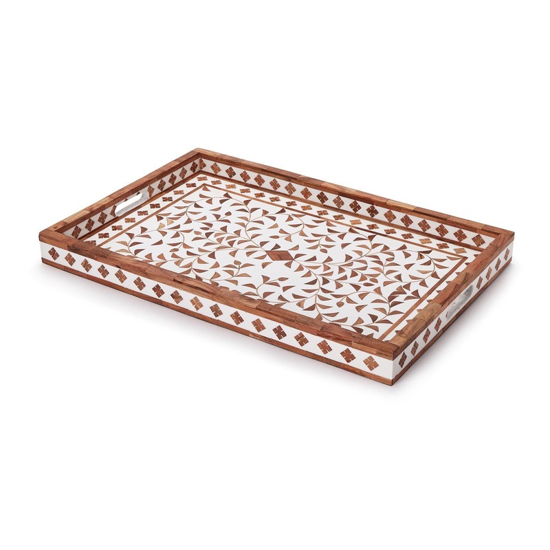 Jaipur Palace Natural Serving Tray By Tozai Home