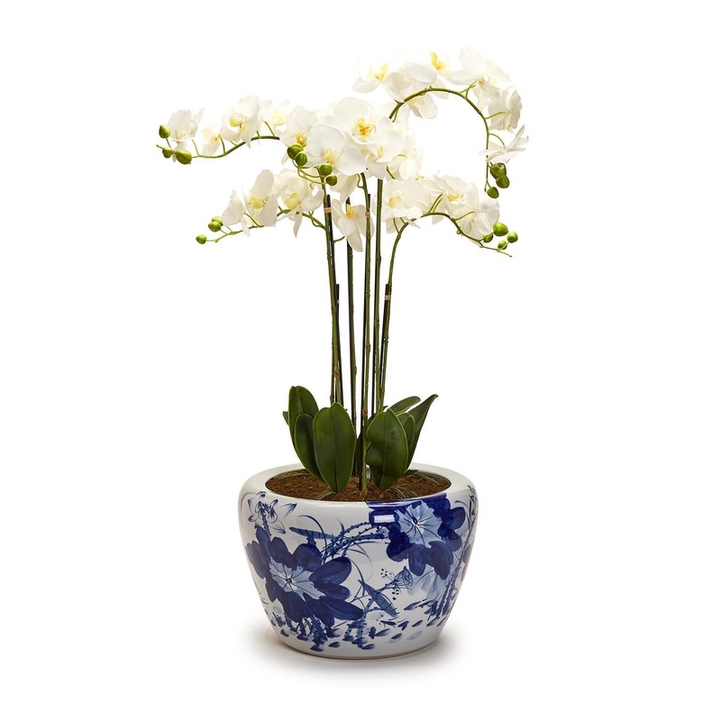 Japanese Blue Flower Planter By Tozai Home