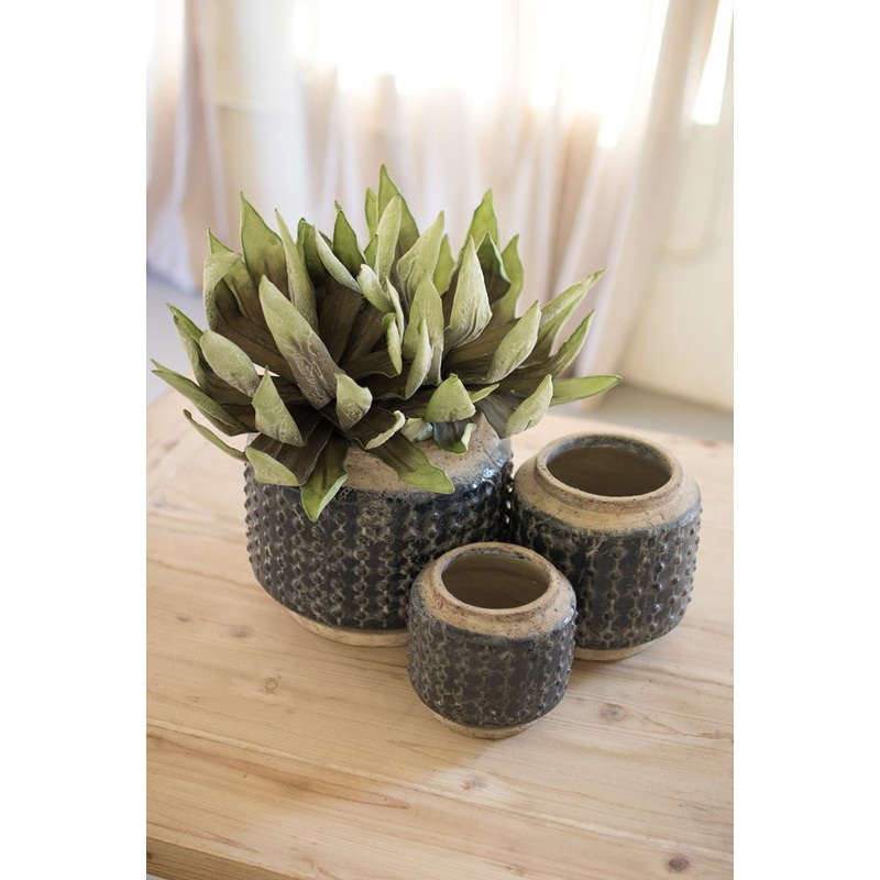 Kalalou Dark Blue Knobby Ceramic Pots