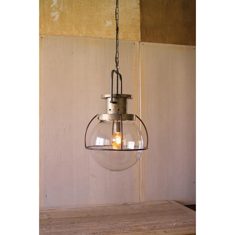 Kalalou Glass Globe Pendant Light