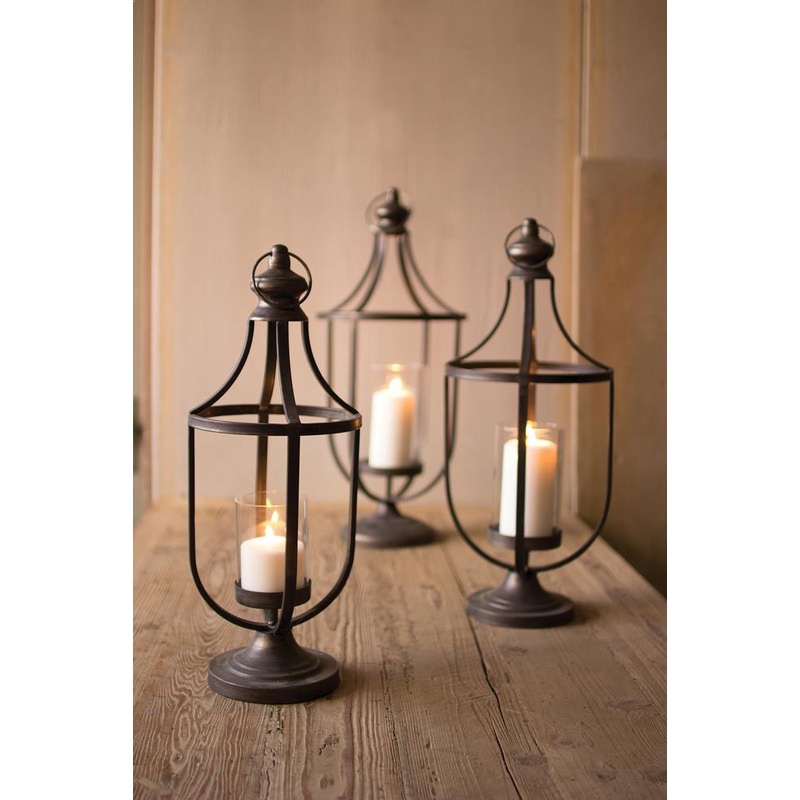 Kalalou Metal Lanterns With Glass Insert - Set Of 3
