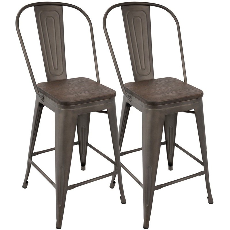 LumiSource Oregon High Back Counter Stool - Set of 2