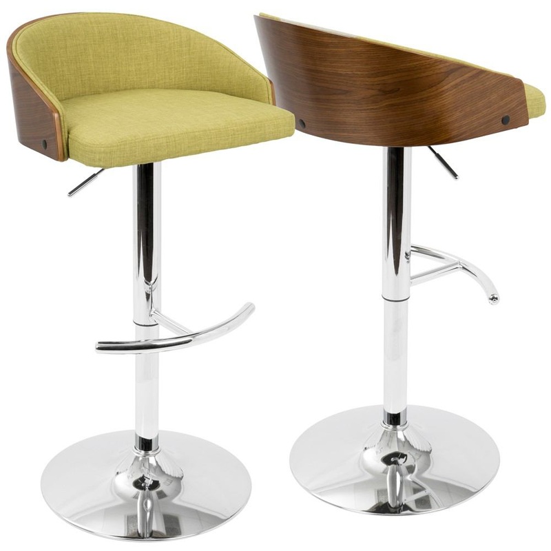 LumiSource Shiraz Barstool with Walnut Green BS-SHRZ