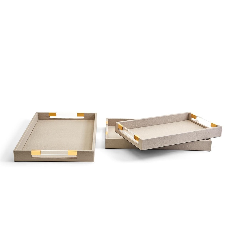 Taupe Decorative Rectangle Tray Set Of 6 By Tozai Home
