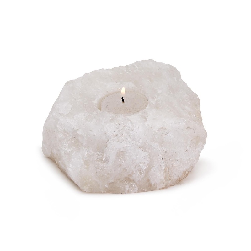 White Quartz Crystal Tealight Candle Holder Set Of 4 By Tozai Home